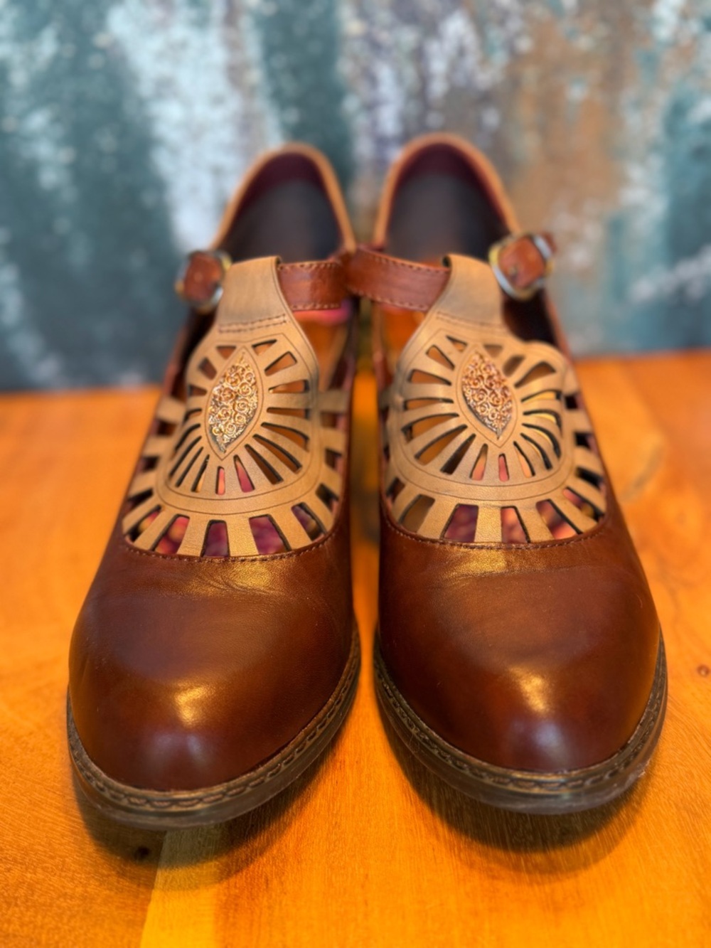 Spring Step L’Artiste Vintage Boho Brown Leather Mary Jane Pumps 8.5 (EUC) - Picture 3 of 12